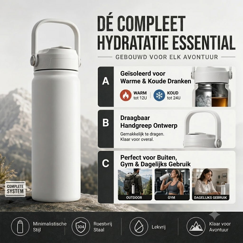 Vacuümgeïsoleerde Roestvrijstalen Drinkbeker met Lekvrij Deksel en Rietje