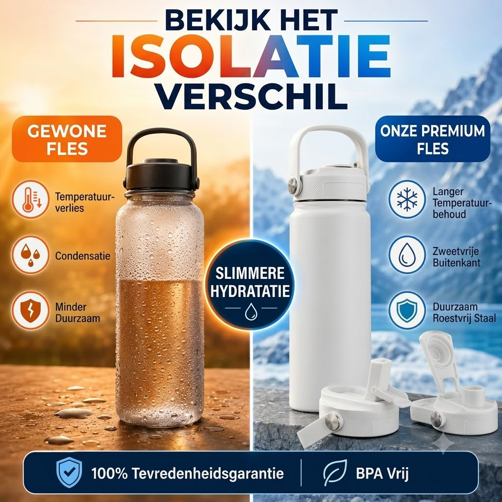 Vacuümgeïsoleerde Roestvrijstalen Drinkbeker met Lekvrij Deksel en Rietje