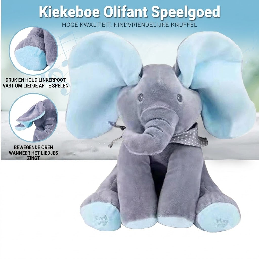 Kiekeboe olifantenknuffel met muziek