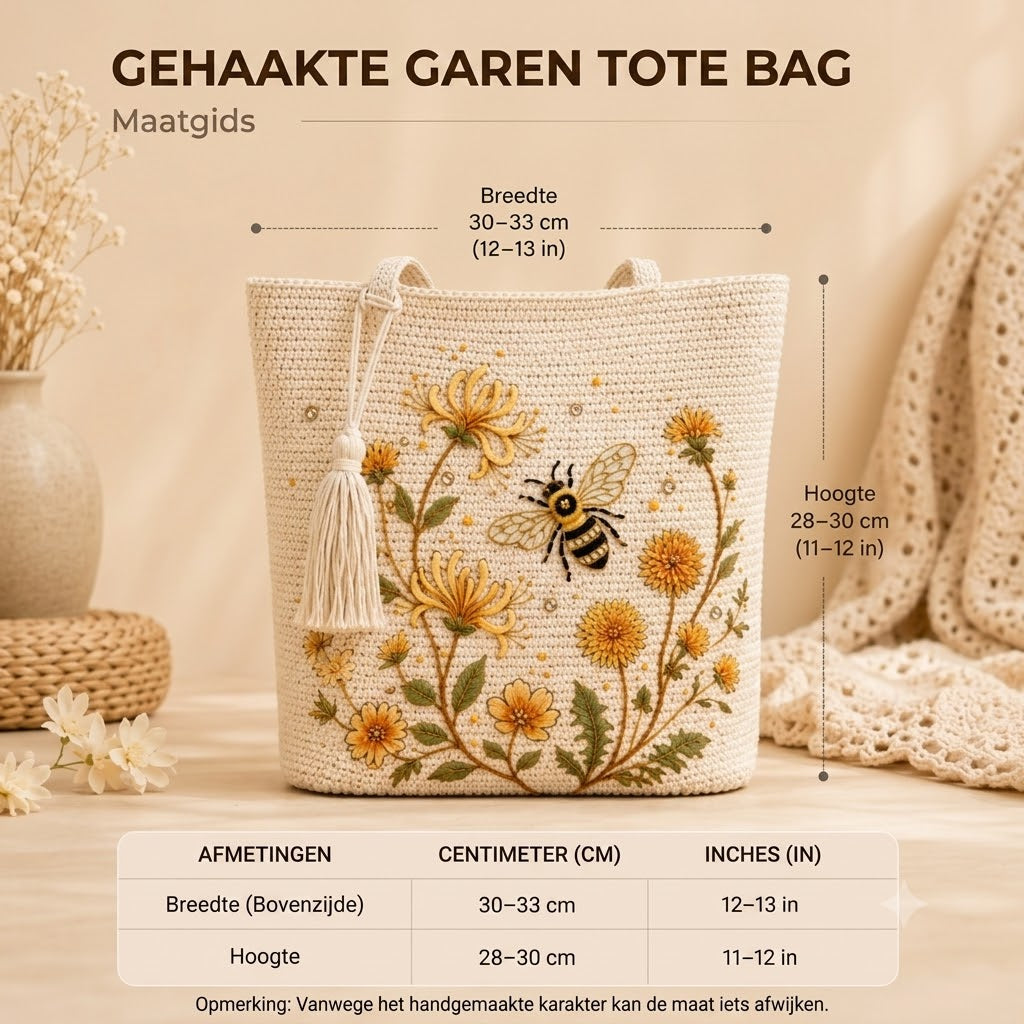 BeeBelle™ gehaakte draagtas met bijen en bloemen