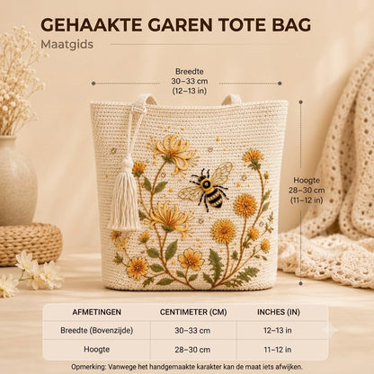 BeeBelle™ gehaakte draagtas met bijen en bloemen