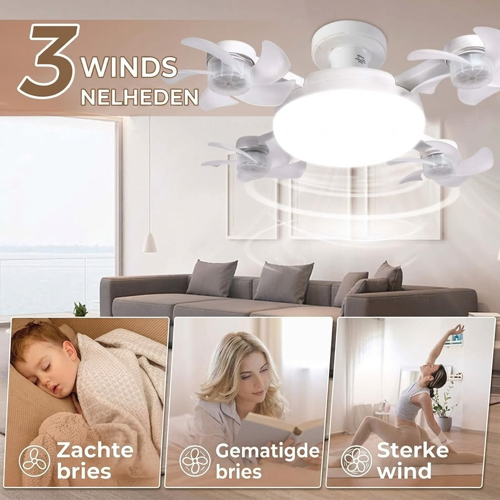 AirDrone plafondventilator met LED verlichting en afstandsbediening