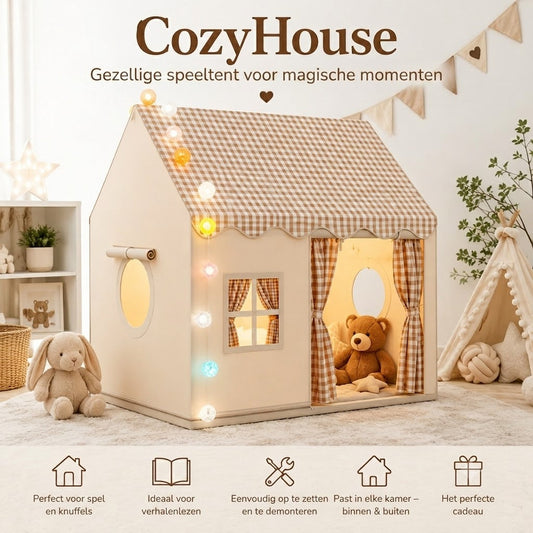 CozyHouse speeltent voor kinderen in huisvorm