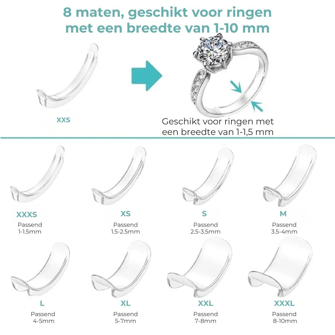 Onzichtbare Ringmaatverstellers Set van 8