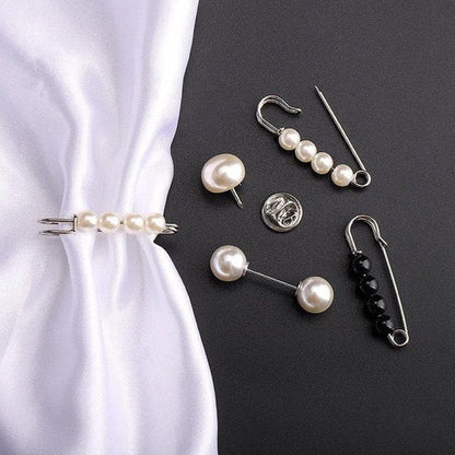 Veiligheidsspeldbroche met Strass en Parels