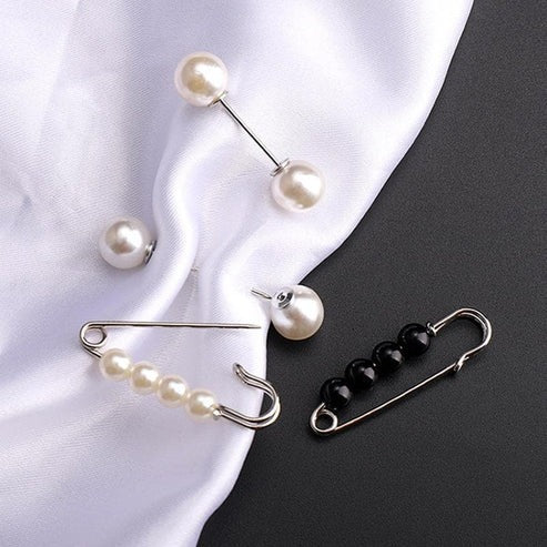Veiligheidsspeldbroche met Strass en Parels