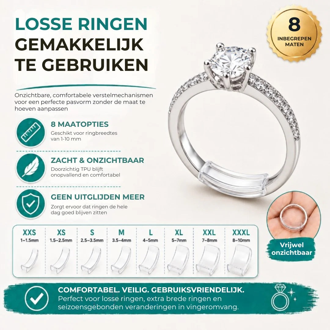 Onzichtbare Ringmaatverstellers Set van 8