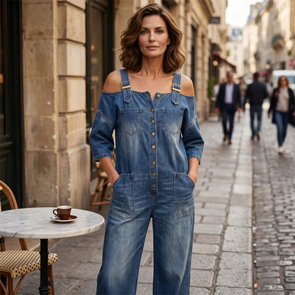 Jumpsuit met Wijde Pijpen en Steekzakken